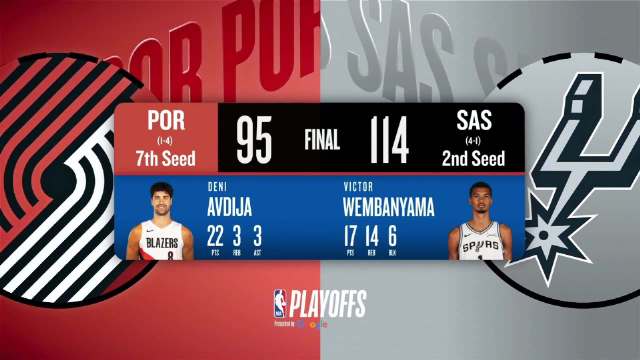 04月29日NBA季后赛西部首轮G5 开拓者 – 马刺 全场录像【全场录像+集锦】